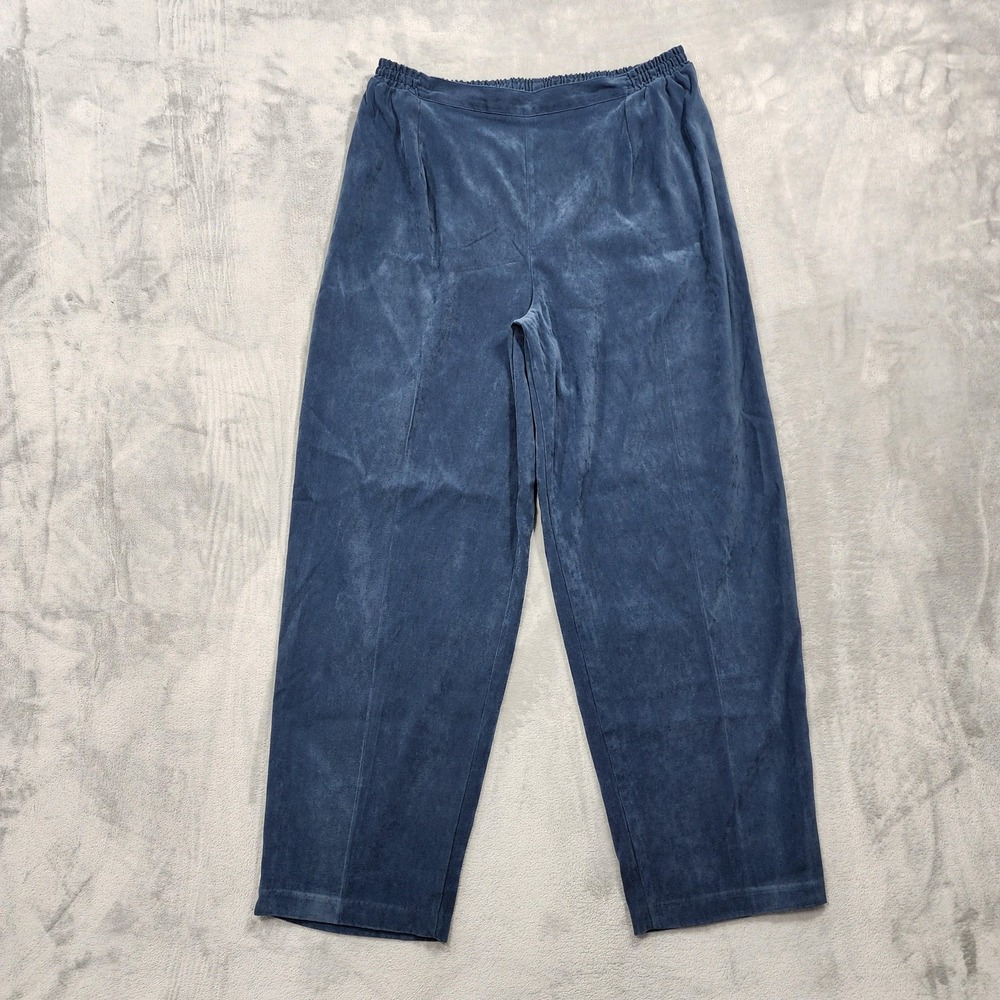 Vintage CLIO II Pants Womens 1X Blue Microfiber Pull On High Rise Tapered Casual